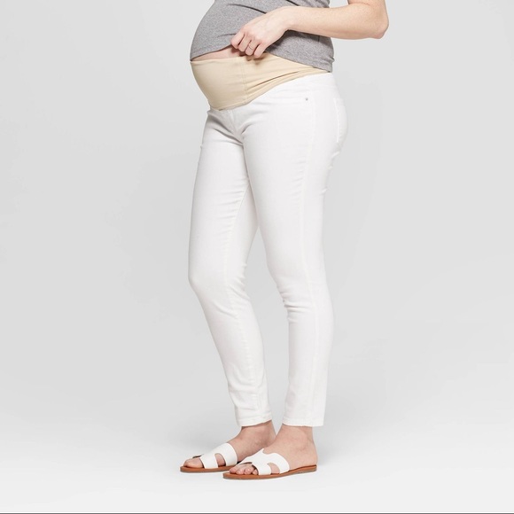 Isabel Maternity by Ingrid & Isabel Denim - Maternity Skinny Jeans Crossover Pants White 16